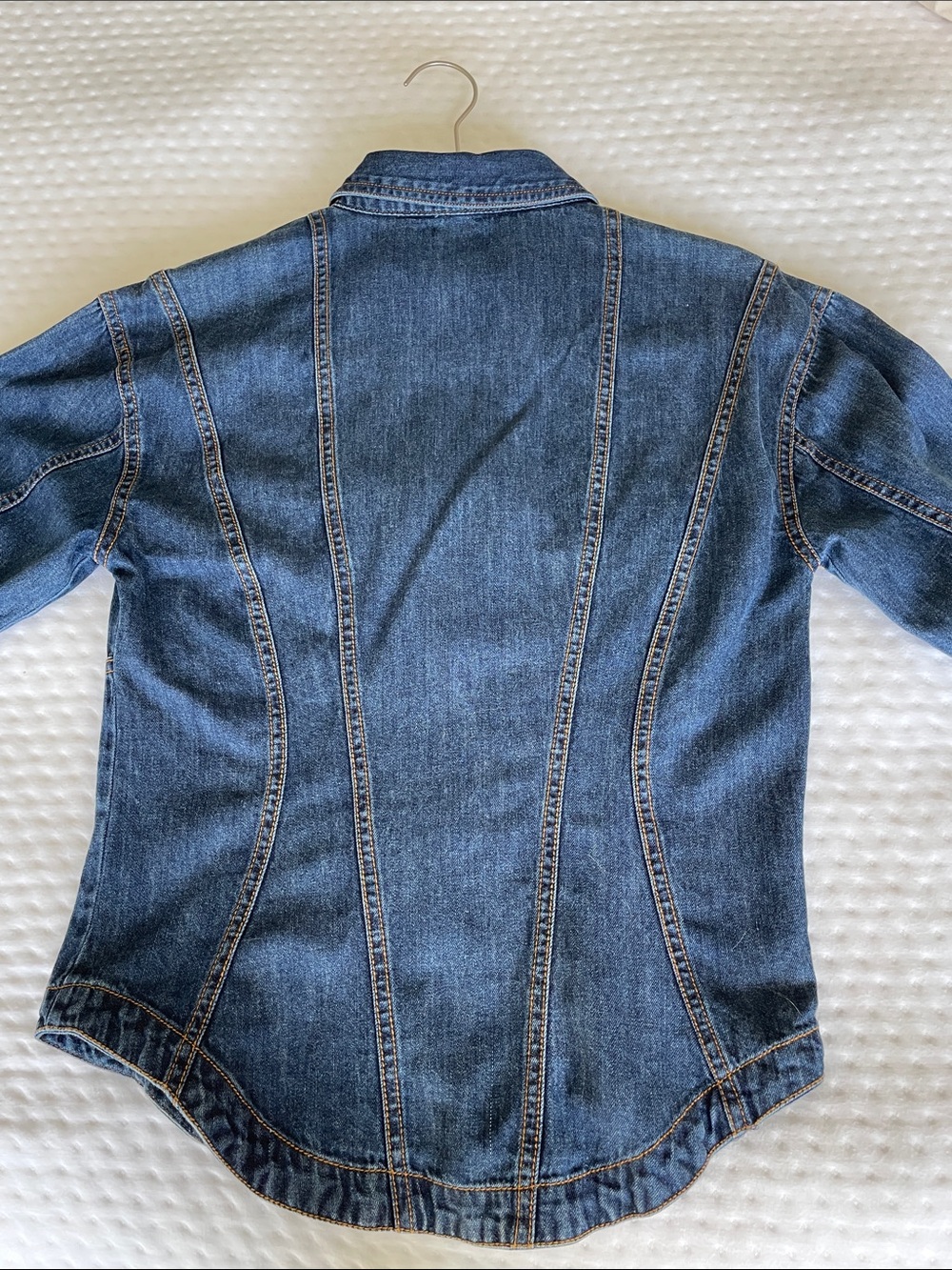 Pilcro Dark Blue Zip-Front Denim Jacket - Picture 5 of 5